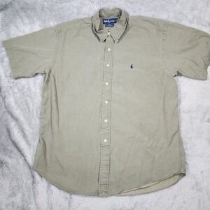 Ralph Lauren Shirt Mens Extra Large Green Blake Silk Cotton Button Down Classic